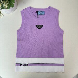 Prada light purple knitted sleeveless vest for women in size S